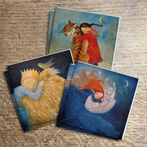 Lot de 6 cartes, cartes de voeux « Snuggle » Lucy Campbell, 3 modèles différents
