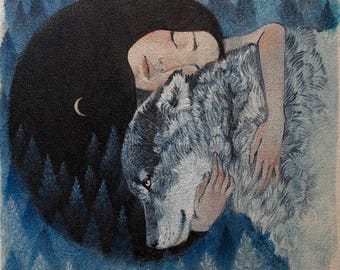 Carte de voeux, motif loup, cartes Lucy Campbell « Wolf Mother »