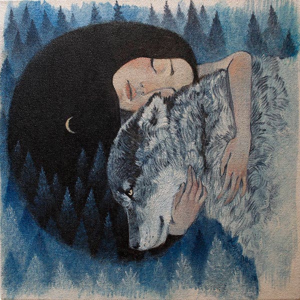 Greeting card, wolf design, Lucy Campbell cards "Wolf Mother"