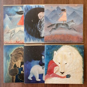 6 cards variety pack, Lucy Campbell cards, wolves and bears. Greetings cards, 6 different designs image 3