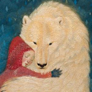 "6 x Große 150mm Karten ""Winter's Embrace"" design Lucy Campbell Grußkarten, Eisbär Umarmung."