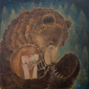 Limited edition giclée print of original painting by Lucy Campbell - "Wednesday's Bear"