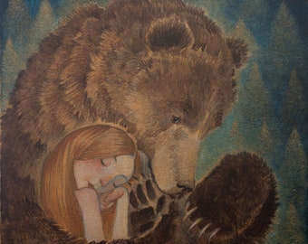 Impression giclée en édition limitée de la peinture originale de Lucy Campbell - « L'ours du mercredi »