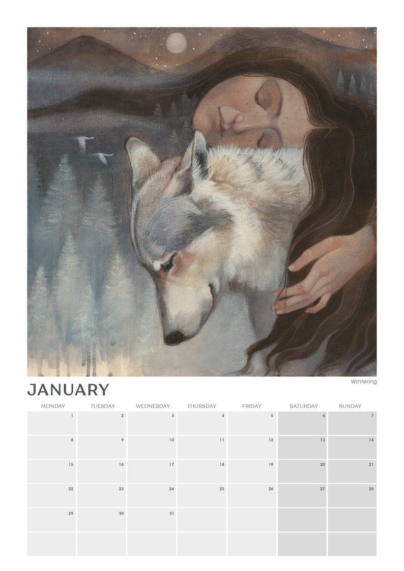 Wall Calendar 2024 Lucy Campbell Art, A3 size, ring bound wall calendar image 4