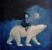Lucy Campbell print 'Northern Light'. Signed, limited edition print. Girl with moon lamp, polar bear. Winter colours. Northern Light. 