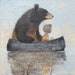 Limited edition giclée print - 'Bear with Me' - original painting by Lucy Campbell, little boat, child, bear, reflections 