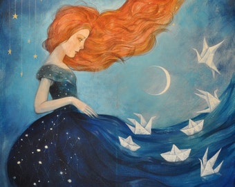 Limited edition giclée print of original painting by Lucy Campbell - "Contemplating Departure"