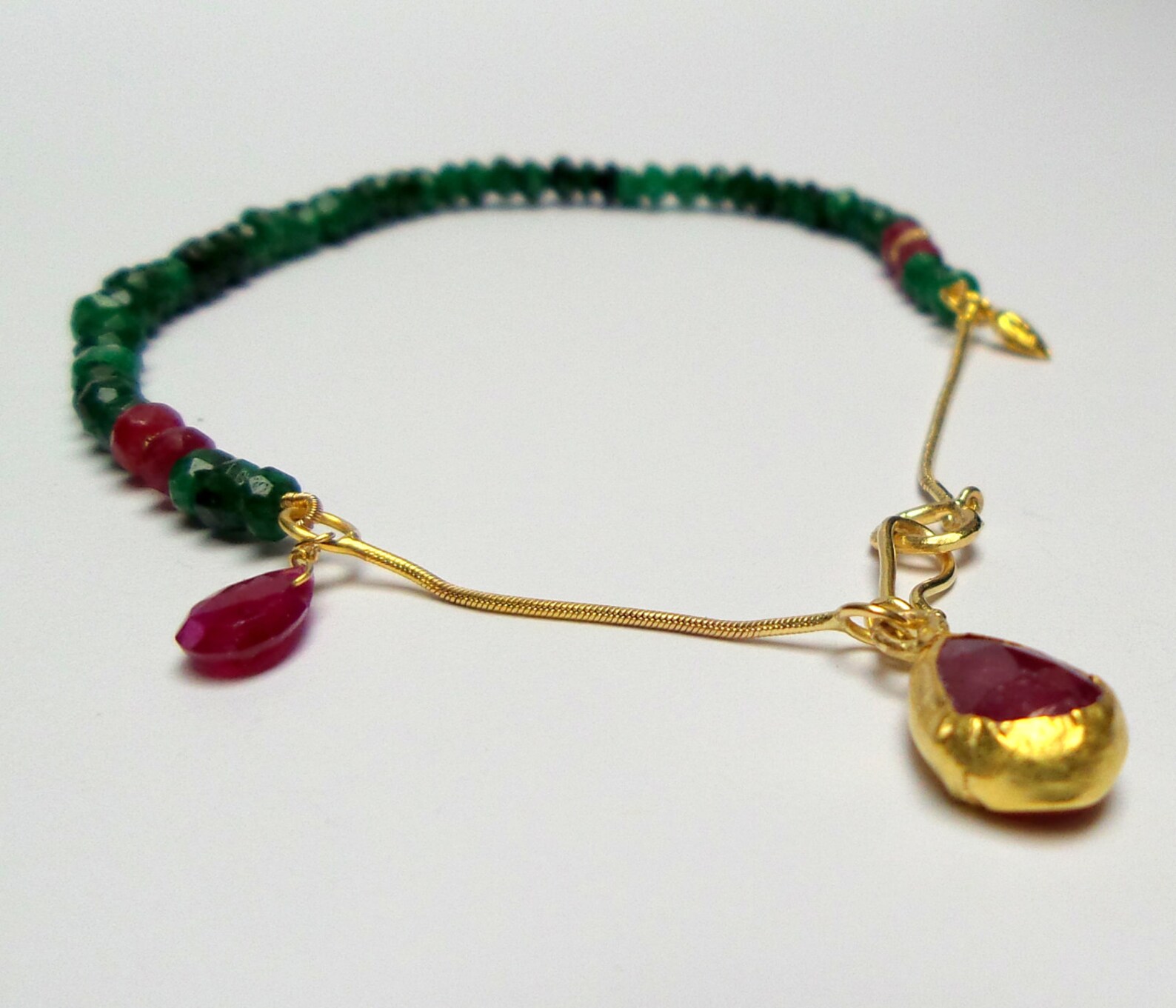 Bracelets Gold Bracelet Emerald Bracelet 18k Gold - Etsy UK