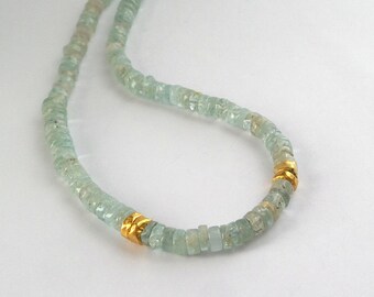 Aquamarine necklace - 24k gold necklace - Aquamarine Necklace -necklace - Free Shipping!