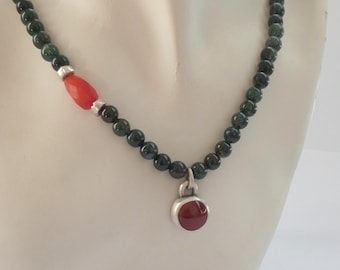 Carnelian pendant - Silver pendant - gold pendant - Carnelian necklace - Jade necklace - Free Shipping!