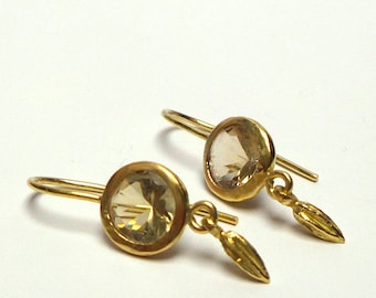 Gold Earrings - Gold  Earrings -  Lemon Stone Earrings - Seeds Collection - Free Shipping!!