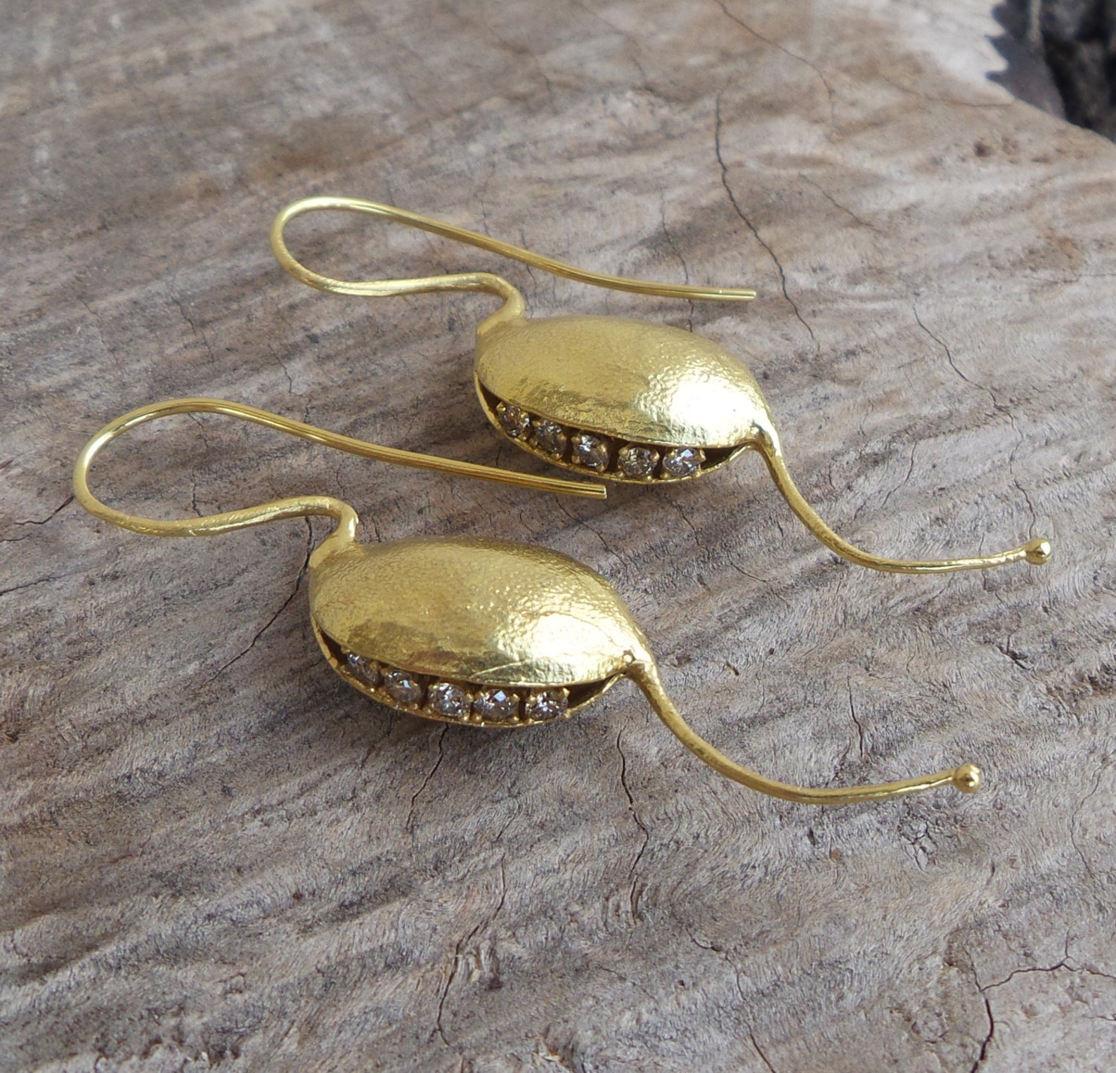 Clams Earrings Gold Earrings 18K Gold Earrings Diamonds - Etsy