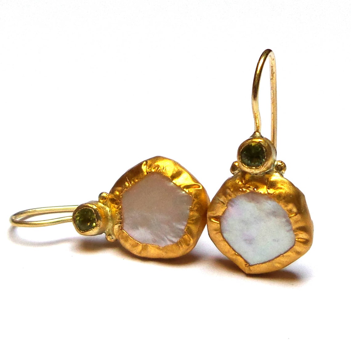 Pearls Earrings Gold Earrings 24 K Solid Gold Earrings Etsy