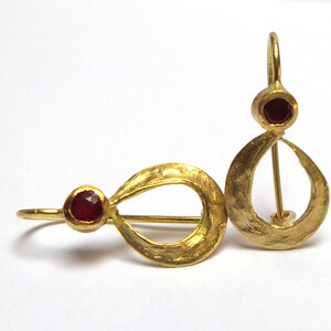 Earrings - Gold Earrings - 18 K Gold Earrings - Ruby Earrings - Dangle earrings - drop earrings - Seeds Collection - Free Shipping!!!