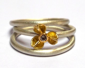 flower ring - Gold ring - Silver Ring - 18K Gold Ring - Diamond ring - Collection seed - Free Shipping!!