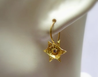 Star Earrings - Gold Earrings - 18K Gold Earrings - Diamond Earrings - Seeds Collection - Free Shipping!!!