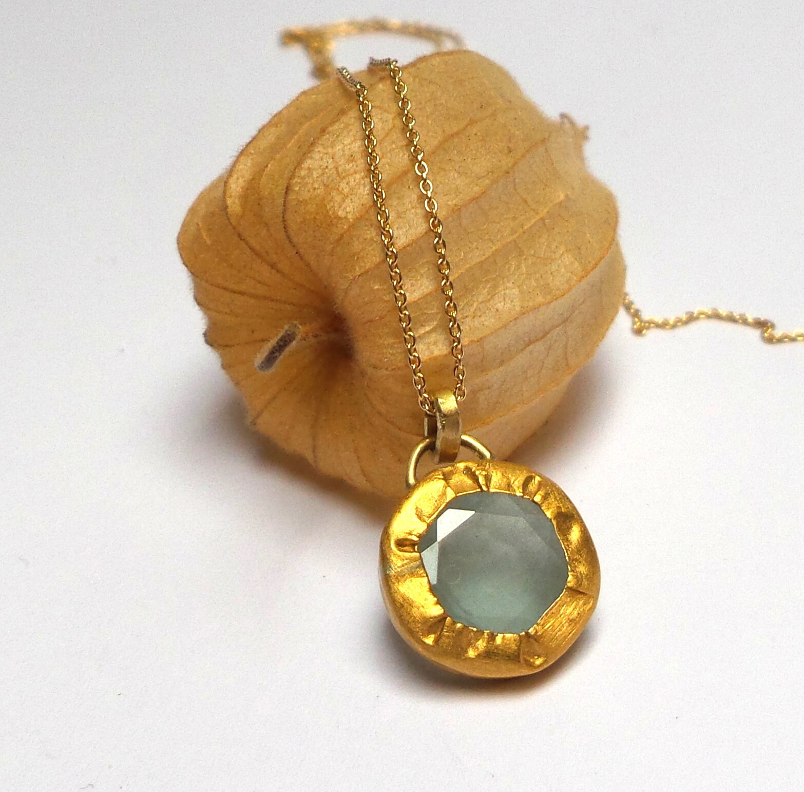 Aquamarine Pendant Gold Pendant 24 K 