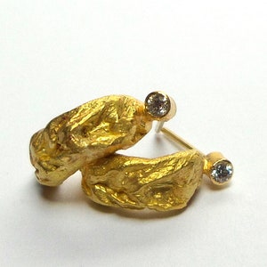 Stud Oorbellen - Gouden Stud Oorbellen - 18K Gouden Oorbellen - 18K oorbellen - Diamanten Oorbellen - Seed Collection - Gratis Verzending!!!