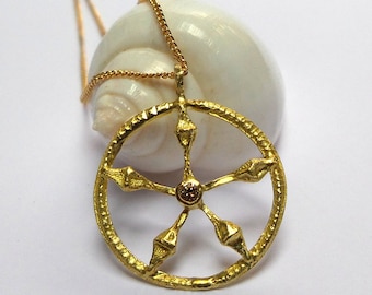 Snow Flake pendant - Gold Pendant - 18K Gold Pendant - Gold hoop Pendant - diamond pendant - Seeds Collection -  Free Shipping!!