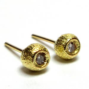 Gold Earrings - 18K Gold Studs Earrings - 18k Solid gold Earrings -  Diamonds Peas Earrings - Free Shipping!!