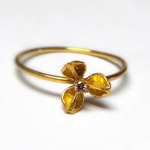 Gold ring - 18K Gold Ring - Solid gold Ring - Delicate flower Rings - Diamond Ring - seeds Collection - Free Shipping!!