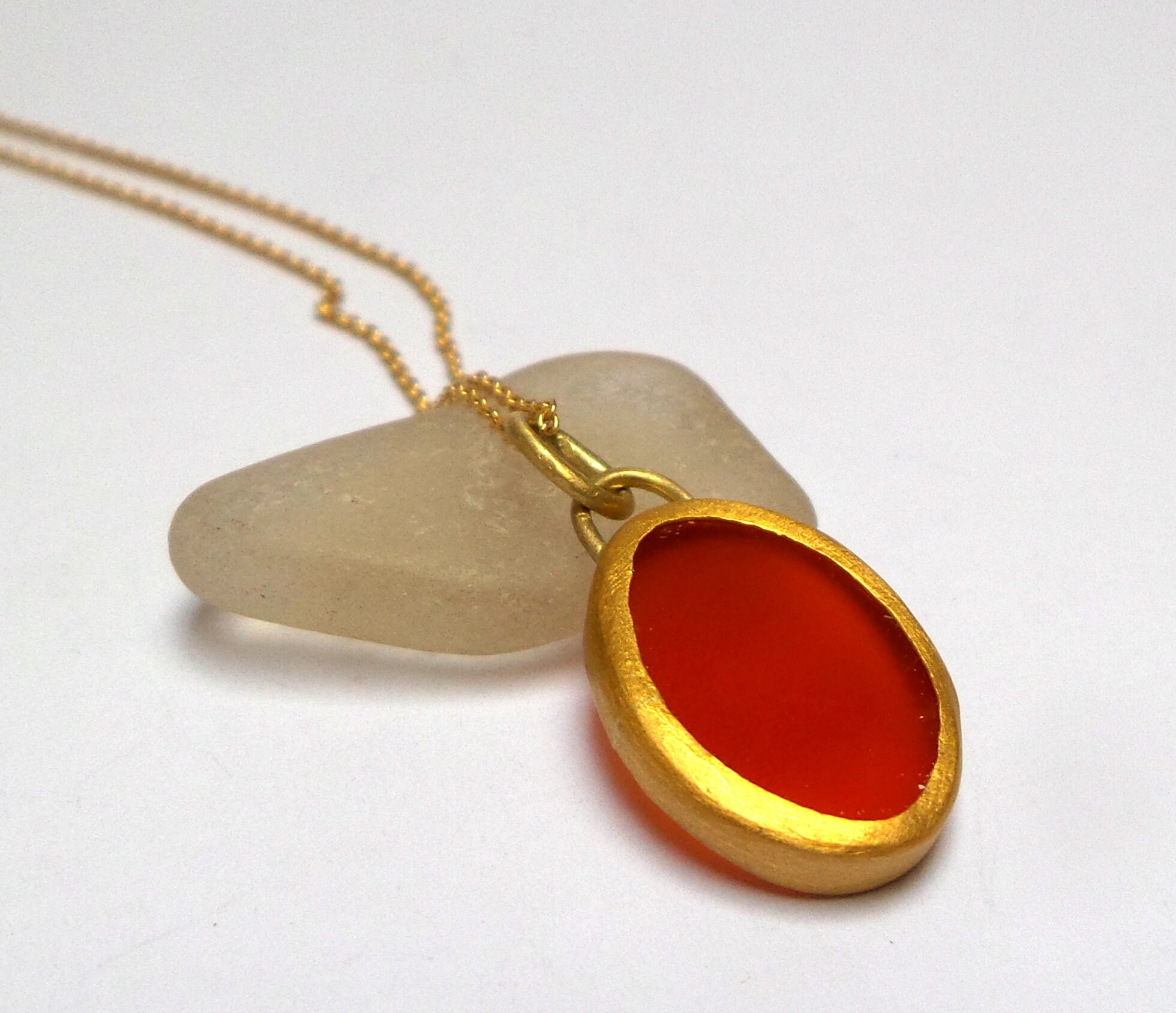 Carnelian Pendant Gold Pendant 24K Gold Pendant Gold Etsy