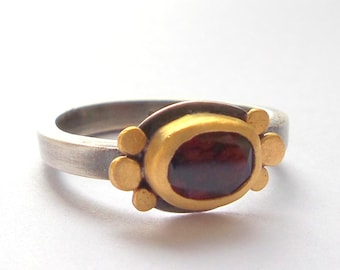 Garnet Ring - Gold ring - Silver ring - 24k Ring - 24k gold ring - Statement ring - free shipping!