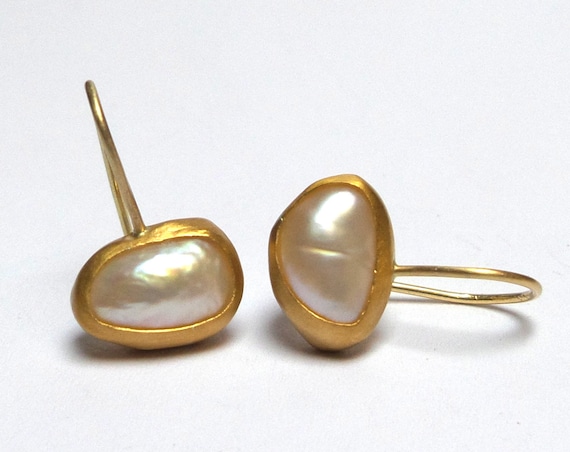 Pearls Earrings - Gold Earrings - 24k Earrings - 24k Gold