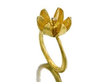 Flower Ring - Gold Ring - 18K Gold Ring - Diamond ring - Statement rings -Seeds Collection - Free Shipping!!!