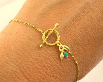 Turquoise Bracelet - gold Bracelet - 18k gold Bracelet - Seeds Collection - Free Shipping!!!