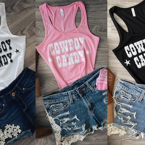 Cowboy Candy Western Country Cowgirl Festival I love cowboys Concert Tank Top