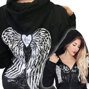 Gothic Flower Wings Slim Fit Hoodie