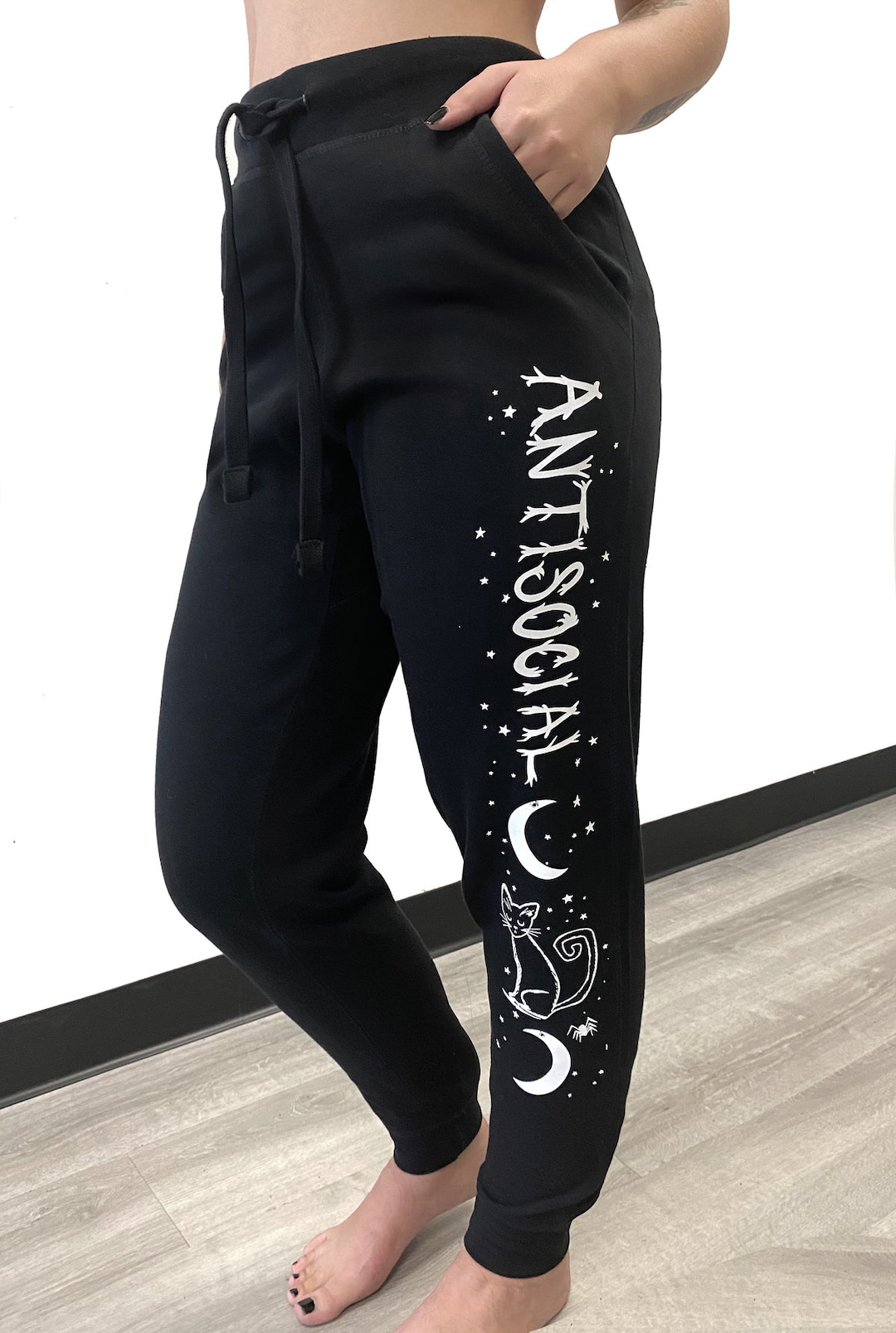 Antisocial Cat Moon Graphic Joggers