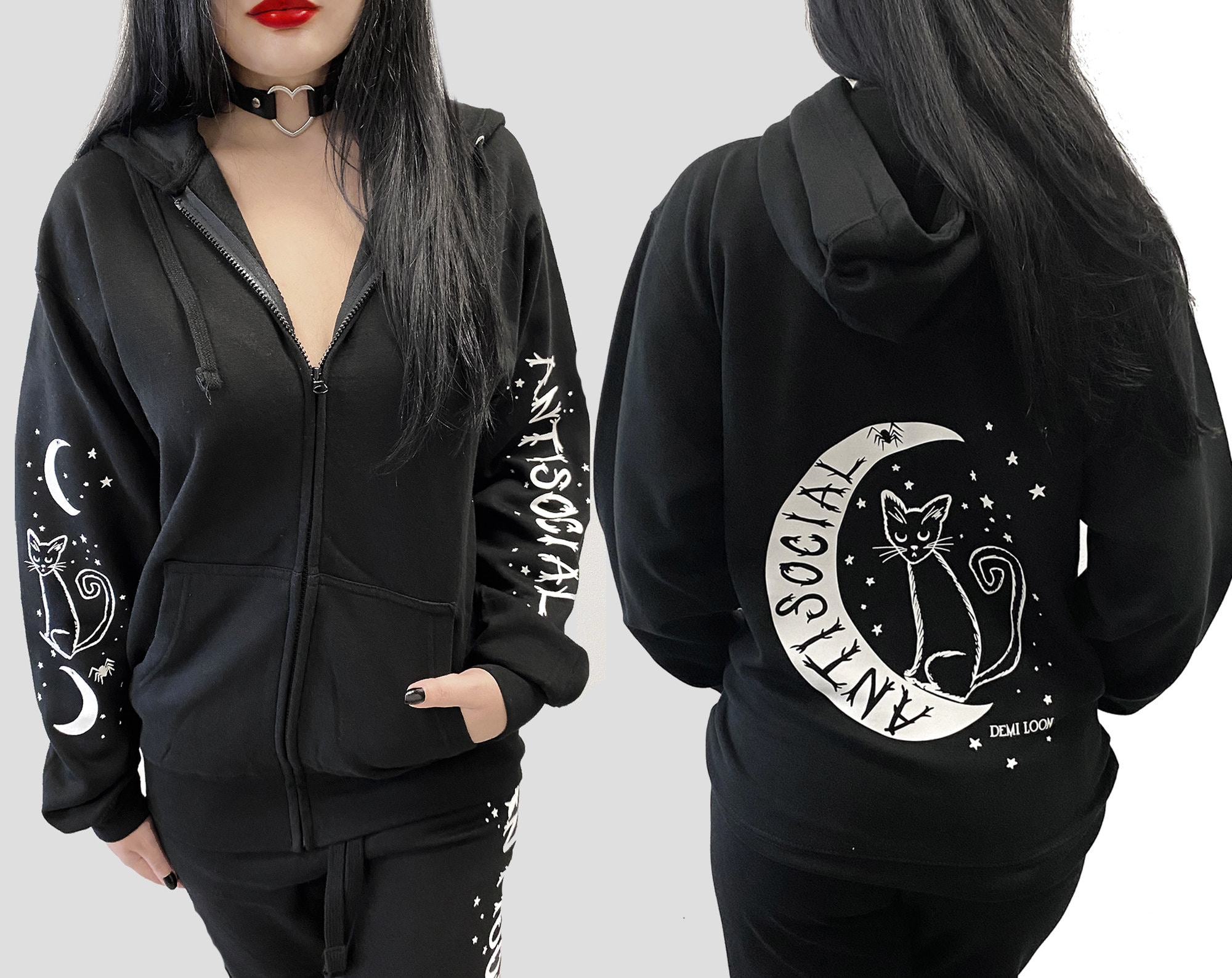 Gothic zip up hoodie sale