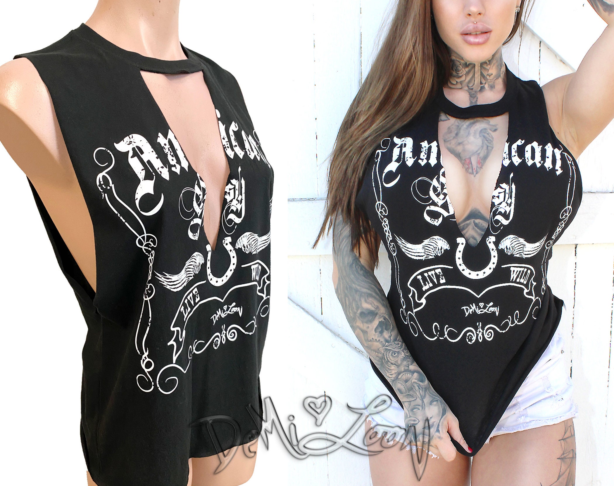 Cute Cut Out Whiskey Jack Daniels Diy Tee Shirt Sexy Biker