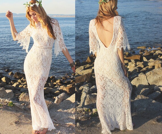 boho crochet wedding dress