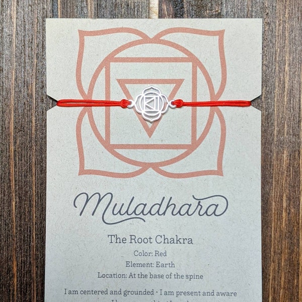 Root Chakra Adjustable Bracelet, Muladhara, The 1st Chakra, Affirmation Bracelet