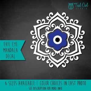 Evil Eye Mandala Vinyl Decal, Waterproof Sticker for Car, Laptop, Water Bottle
