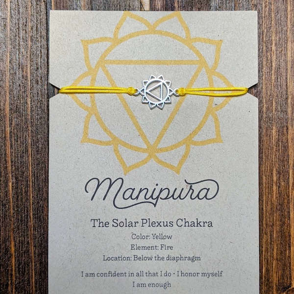 Solar Plexus Chakra Adjustable Bracelet, Manipura, The 3rd Chakra, Affirmation Bracelet