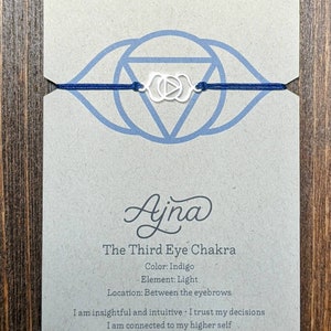 Third-Eye Chakra Adjustable Bracelet, Ajna, The 6th Chakra, Affirmation Bracelet