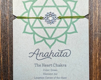 Heart Chakra Adjustable Bracelet, Anahata, The 4th Chakra, Affirmation Bracelet