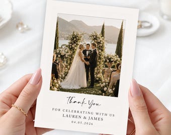 Wedding Thank You Card With Photo, Personalised Appreciation Card, Custom Wedding Stationery, Newlywed Keepsake, Postcard