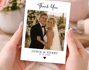 Wedding Photo Thank You Card, Newlywed Appreciation Stationery, Personalised Marriage Keepsake, Reception Gratitude Note Postcards
