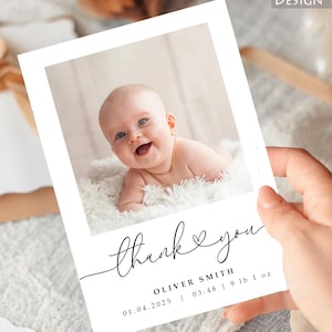 Gepersonaliseerde bedankkaarten voor nieuwe baby's, bedankkaartjes met foto, gepersonaliseerde bedankkaarten, aankondigingskaarten met foto van baby
