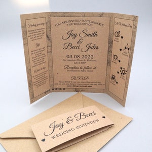 Carte vintage Voyage Eco Kraft Invitations de mariage Invitations