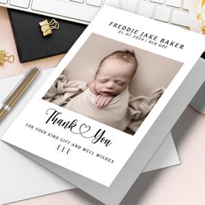 Tarjetas de agradecimiento para bebés Notas de agradecimiento personalizadas con foto Tarjetas de agradecimiento con foto Tarjetas de anuncio de bebé para recién nacidos