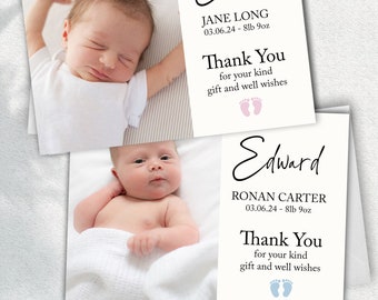 Baby Boy or Girl Thank You Cards, Birth Announcement, Baby Thank You Card