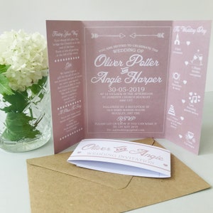 Pink Wedding Invitations | Rustic Wedding Invites | Gatefold Wedding Invitations Invites