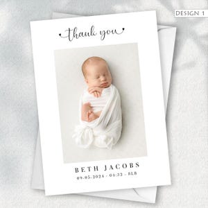Dankeskarte mit Foto, personalisierte Dankeskarten, Geburtsanzeige, Baby-Dankeschön-Kartenpackung, neue Babykarte, Dankeschön