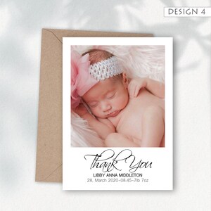 Thank You Card With Photo, Personalised Thank You Cards, Birth Announcement, Baby Thank You Card Pack, New Baby Card, Thankyou 4